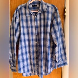 John Ashford blue and white plaid shirt Men’s XL